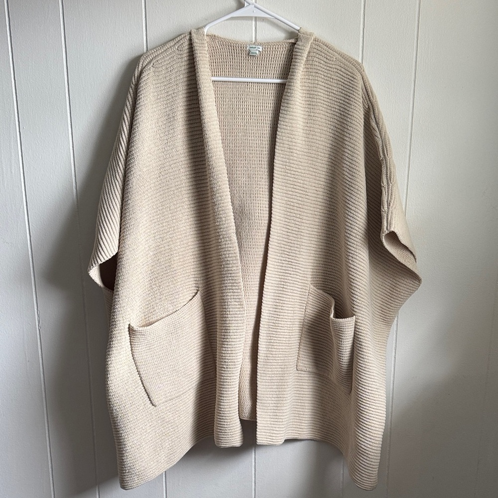 Aerie Cream Ribbed Oversized Cardigan Poncho Sz M